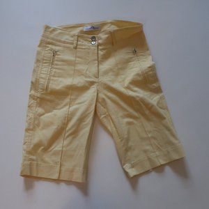 Womens Wolter Genuin Yellow Flat Front Walking Shorts 2 *